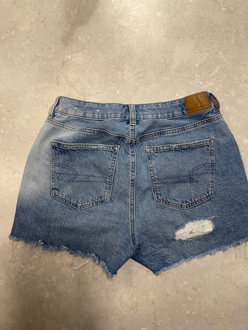 American Eagle Outfitters Light Blue Distressed High-Rise Denim Shorts
